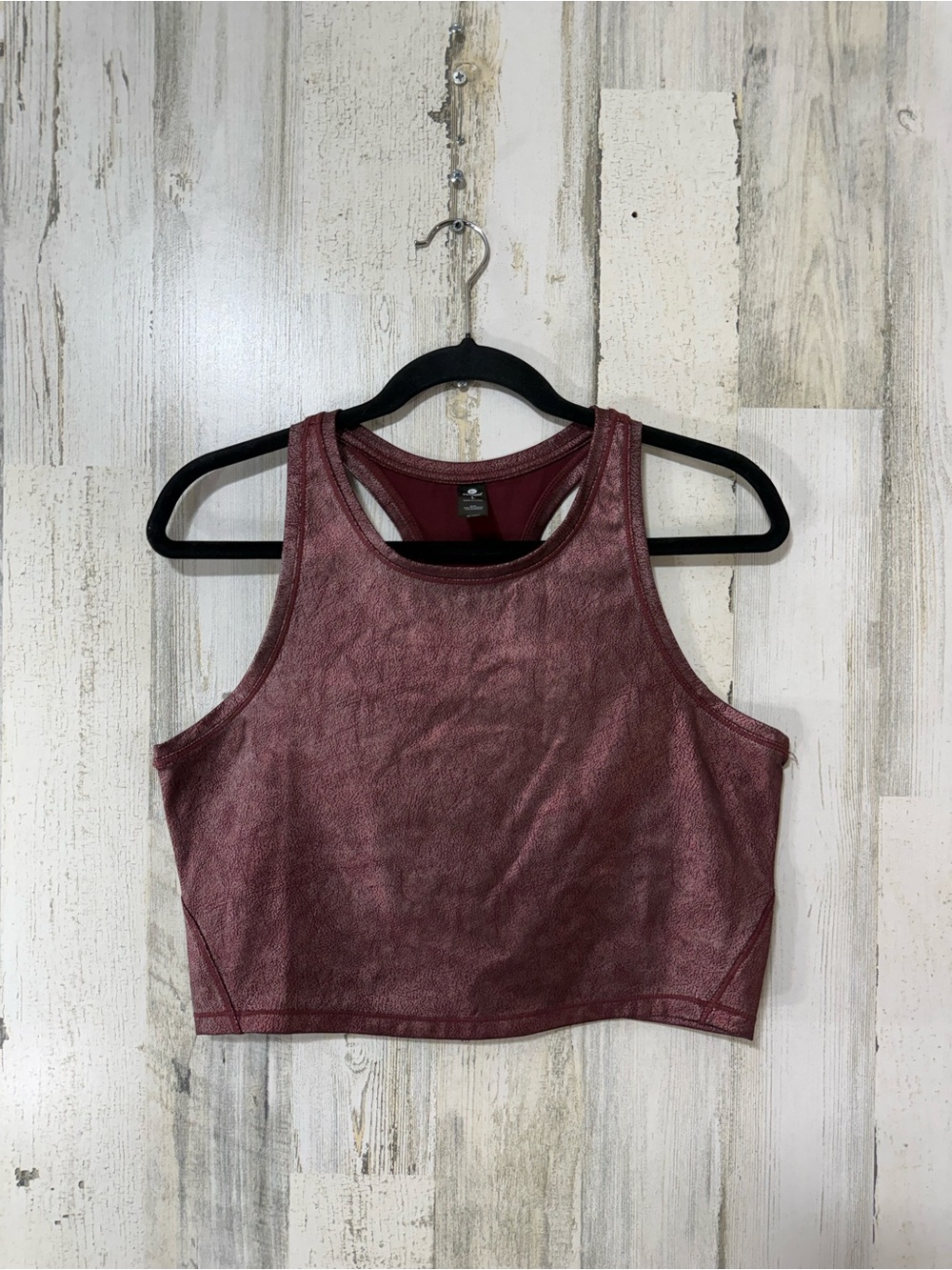 90 Degree By Reflex Metallic Burgundy Cropped Tank